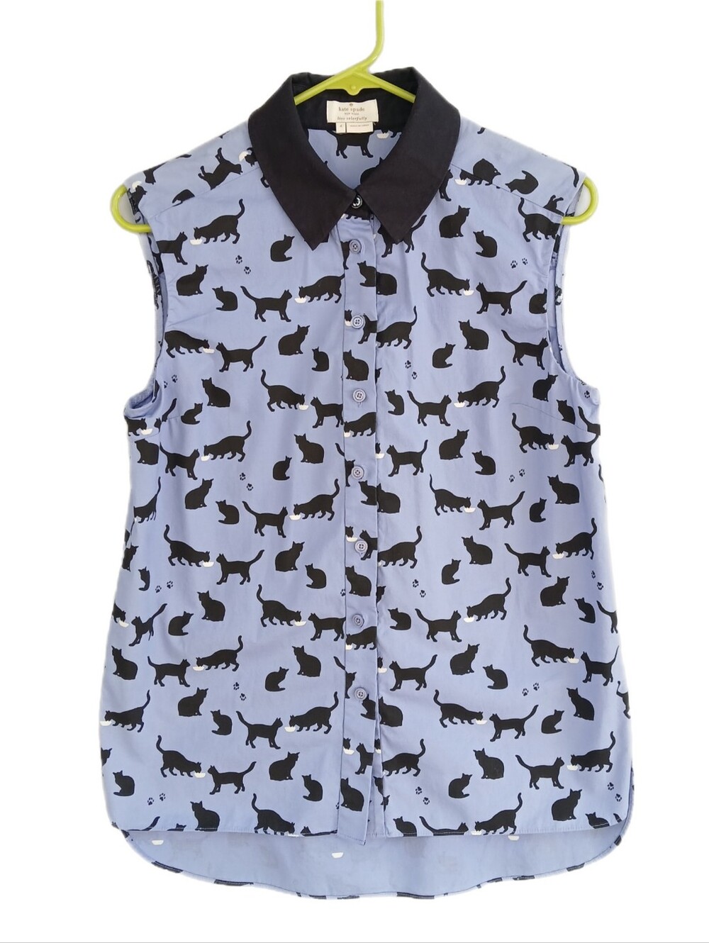 Kate Spade Women's CATS & CREAM Collared Sleeveless Button Up Shirt Size 4